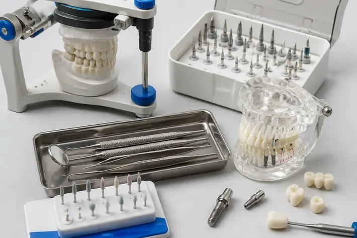 Tools and materials for this type of treatment, laid out on a light surface — an illustration for the section "Explanation by the clinic's doctors"