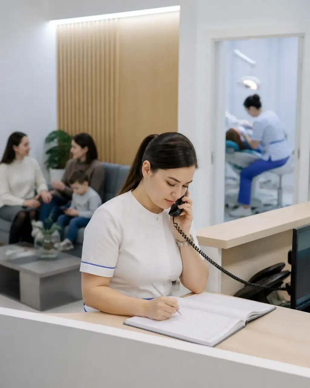 The clinic administrator schedules the patient's appointment by phone