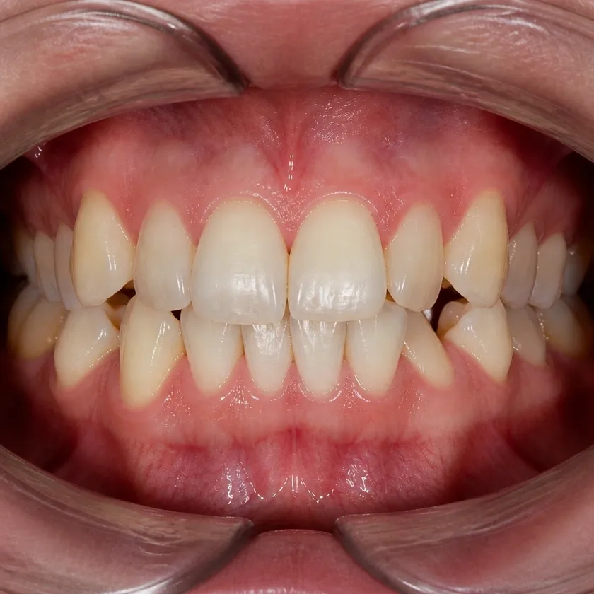 American Orthodontics braces — pre-treatment condition on a clinical image