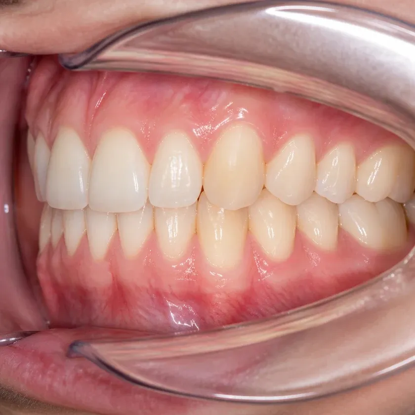american orthodontics braces — close-up result after treatment on a clinical image