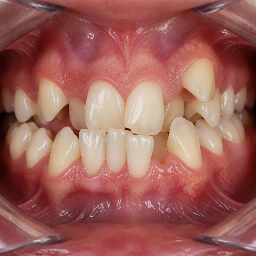 Sapphire braces — before treatment, clinical photograph