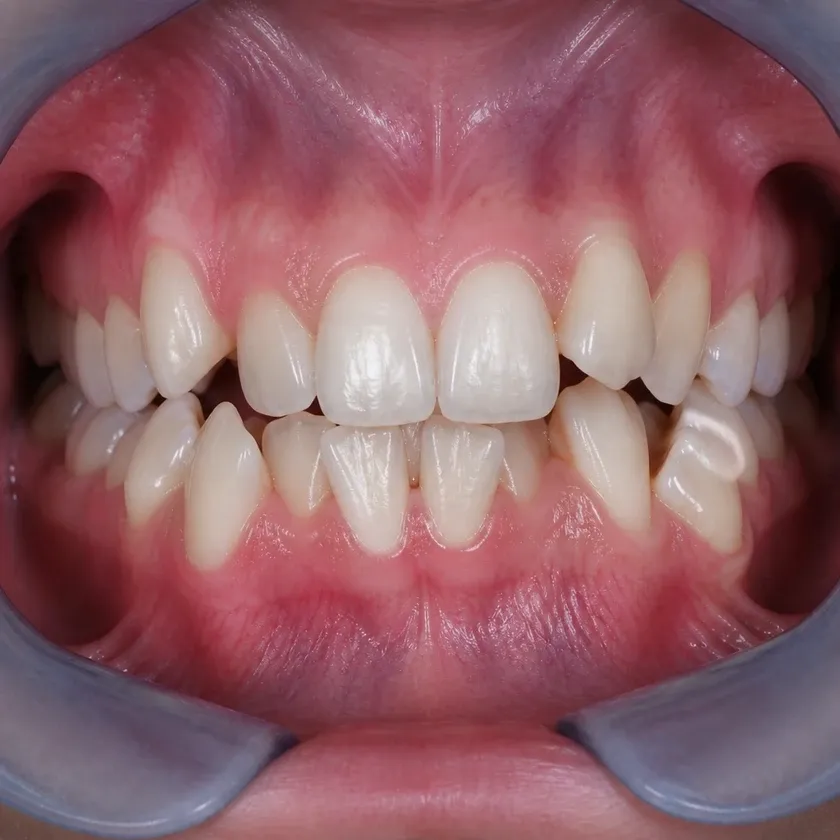 Sapphire braces — before treatment, clinical photograph