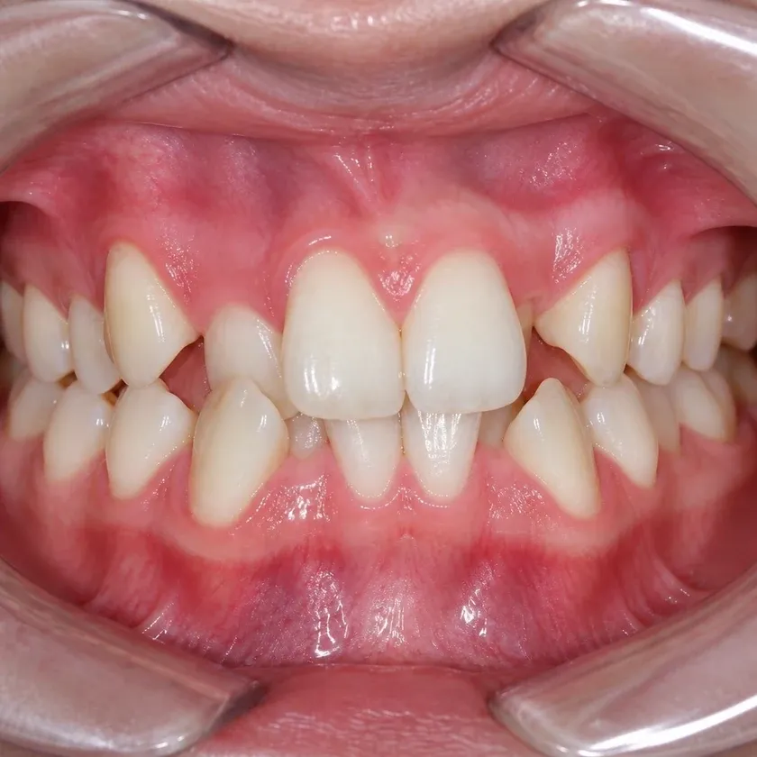 Sapphire braces — before treatment, clinical photograph