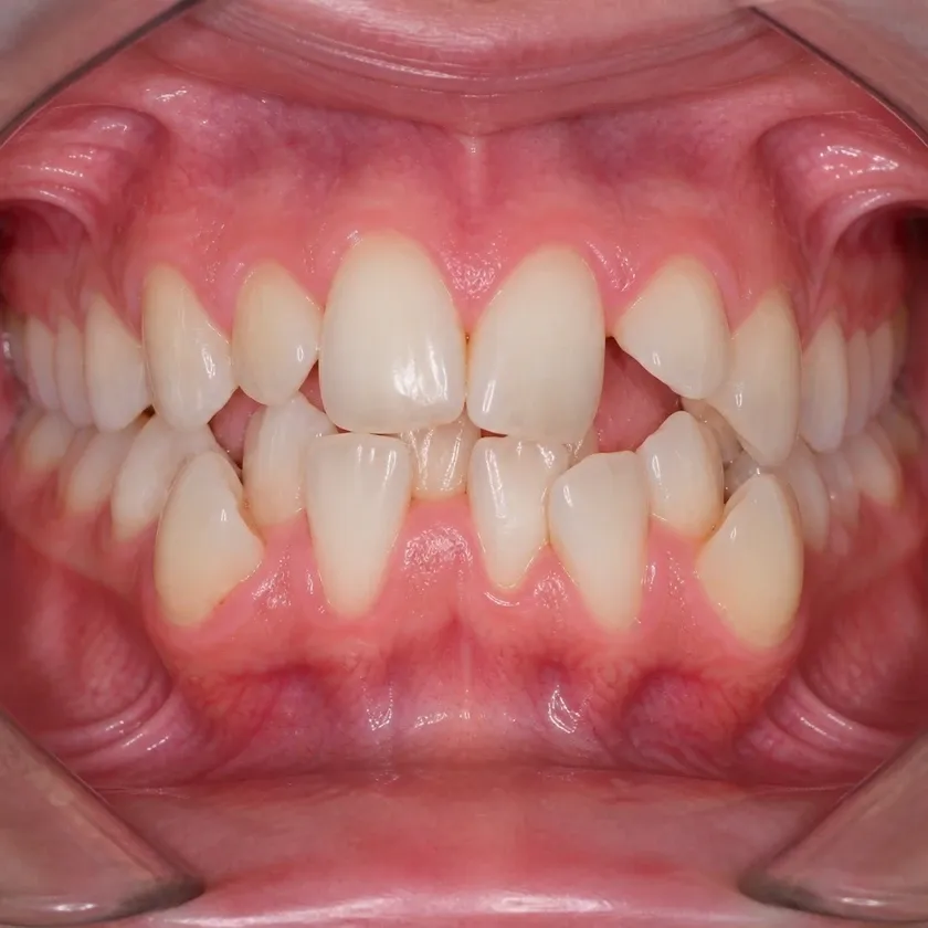 Sapphire braces — before treatment, clinical photograph