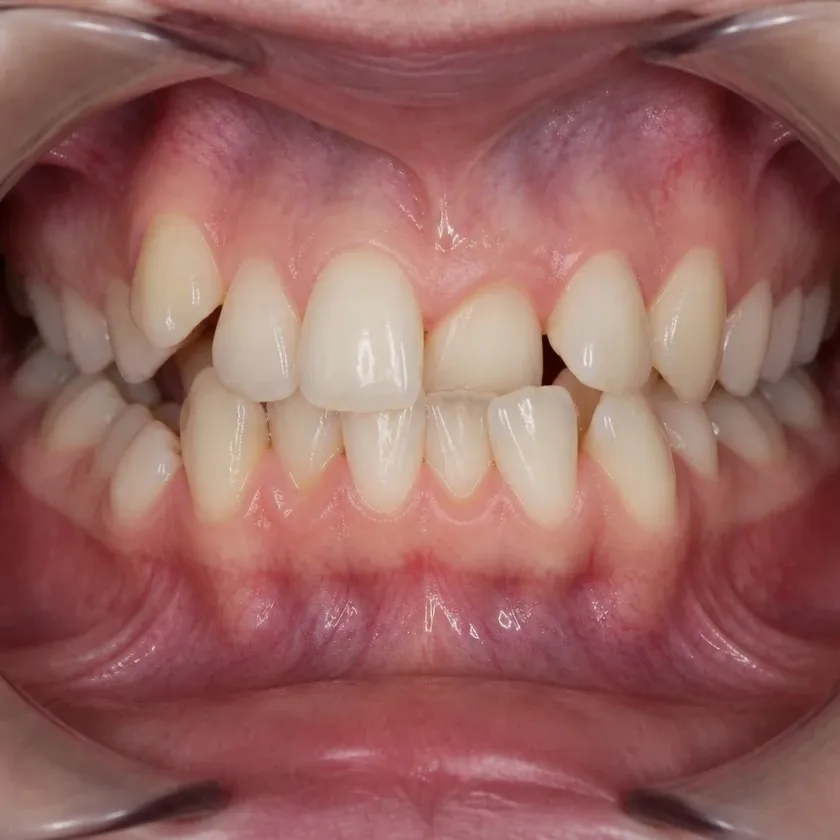 Sapphire braces — before treatment, clinical photograph