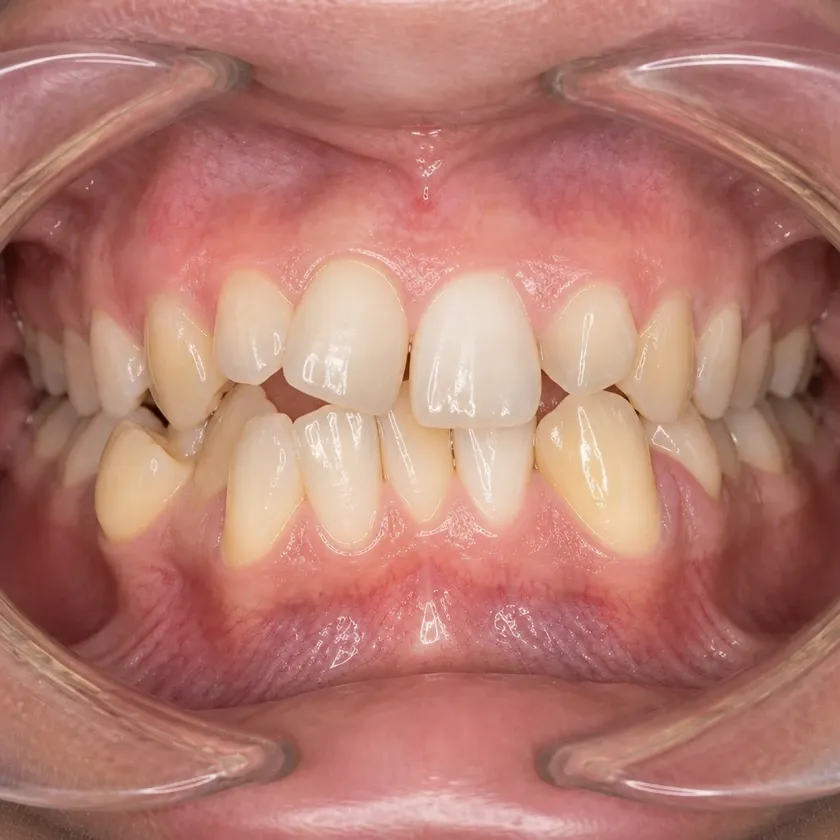Sapphire braces — before treatment, clinical photograph