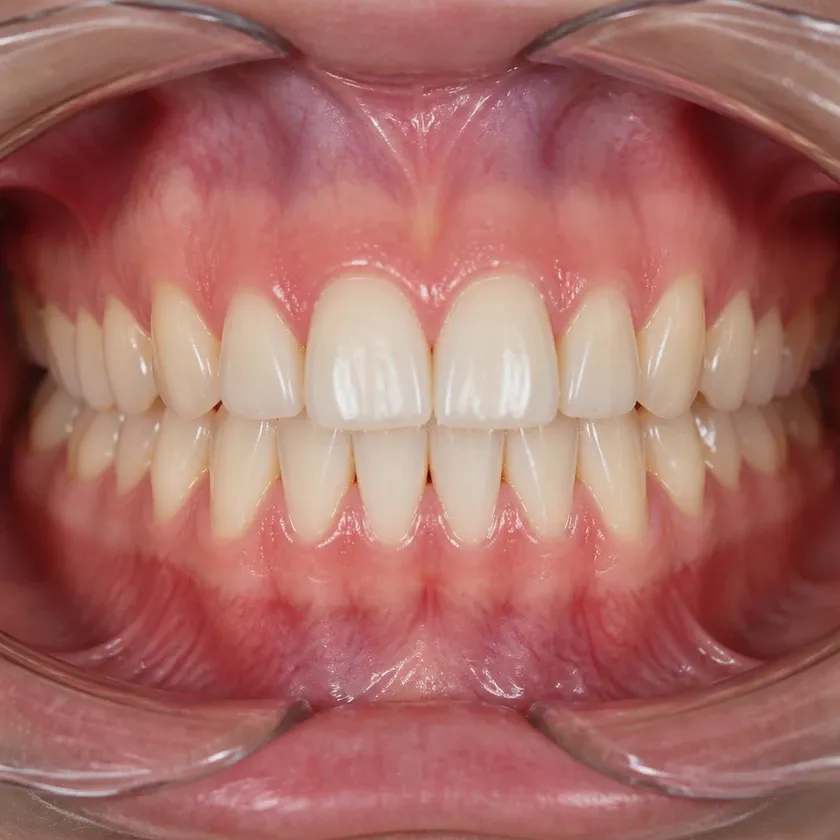 braces Astana — close-up result after treatment on a clinical image