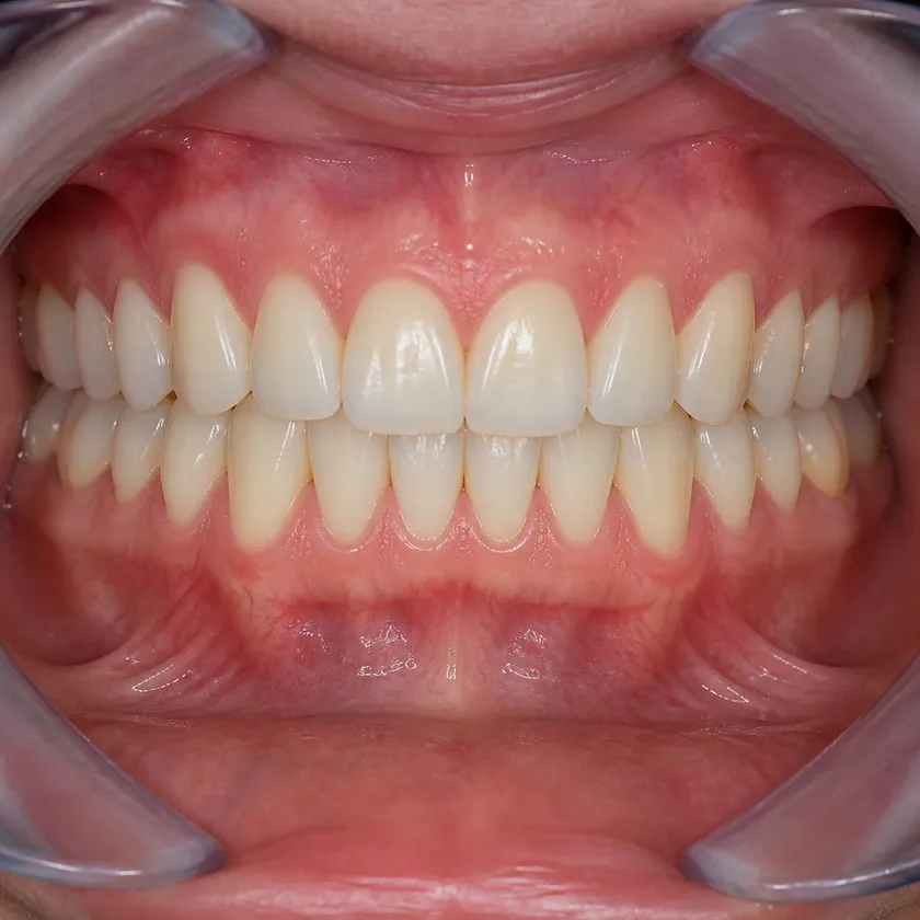 braces Astana — close-up result after treatment on a clinical image