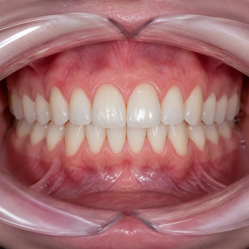 braces Astana — close-up result after treatment on a clinical image