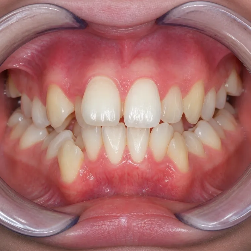 Damon braces — pre-treatment condition on a clinical image