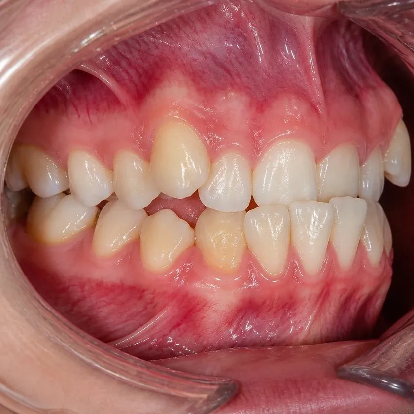Damon braces — pre-treatment condition on a clinical image