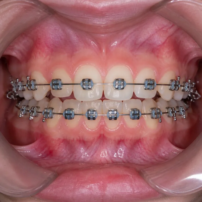 Braces for children — close-up clinical image showing the result after treatment