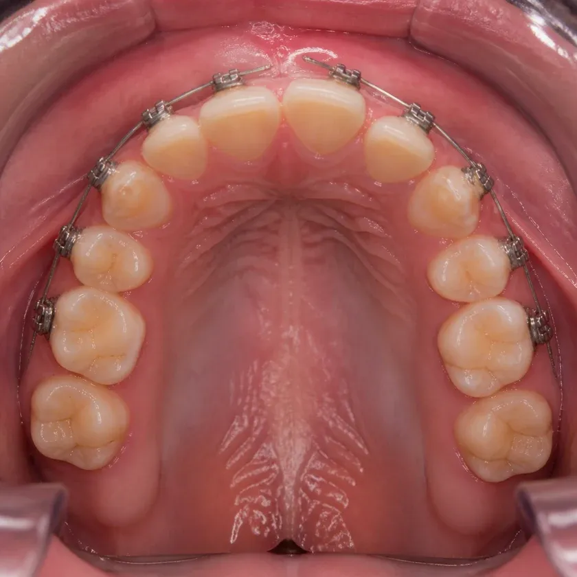 Braces for children — close-up clinical photograph of the result after treatment