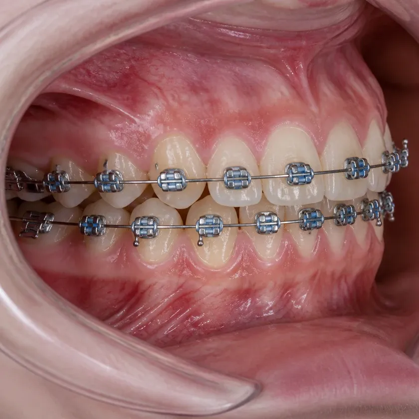 Braces for children — close-up clinical image showing the result after treatment