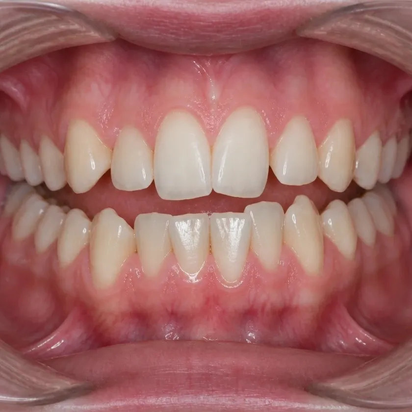 Forestadent braces — pre-treatment condition on a clinical image
