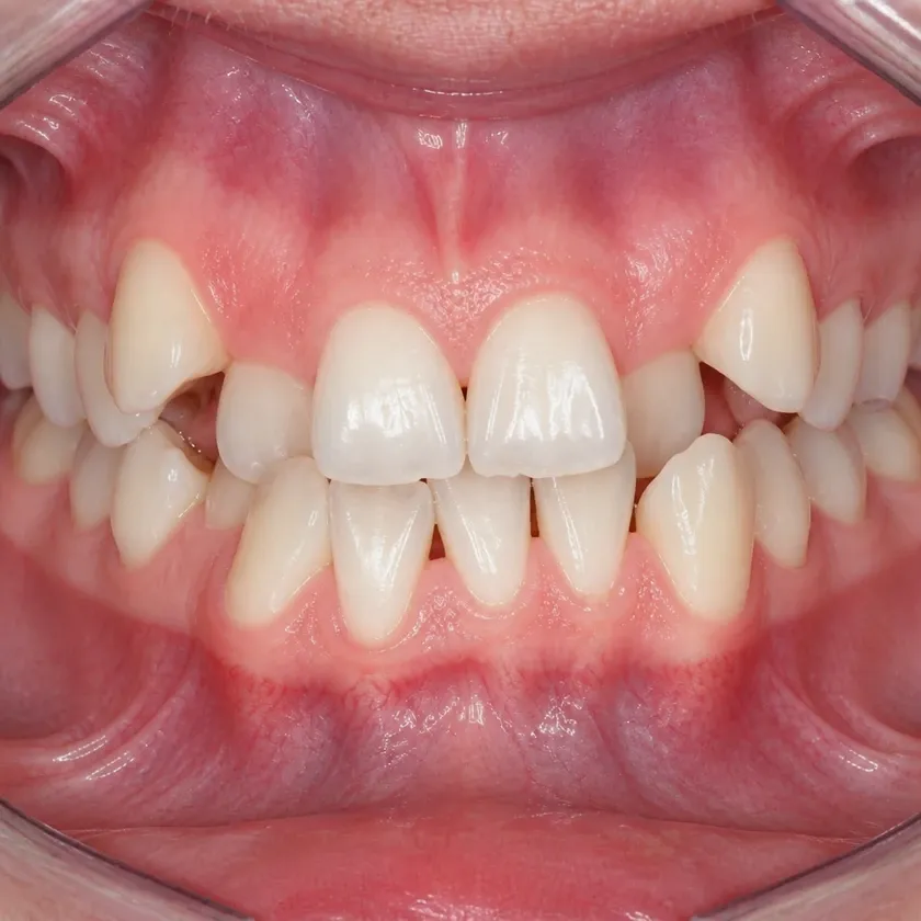 Morelli braces — pre-treatment condition in the clinical photograph
