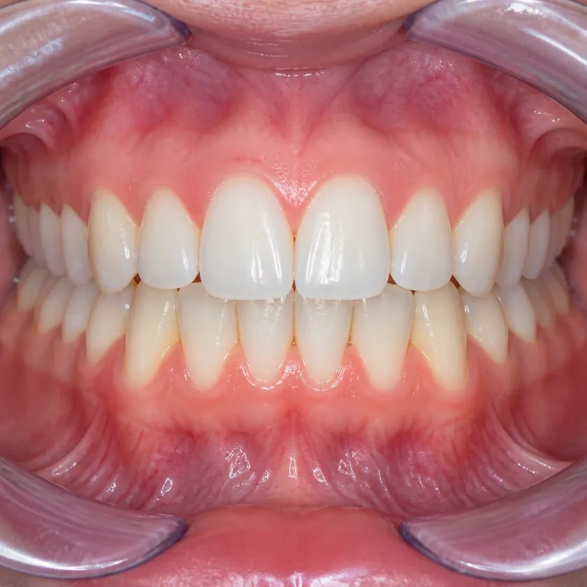 morelli braces astana — close-up result after treatment in a clinical photo