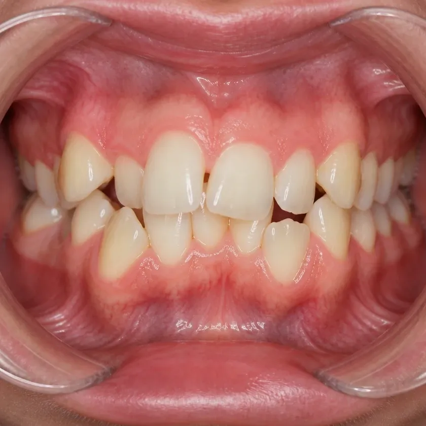 Morelli braces — pre-treatment condition in the clinical photograph