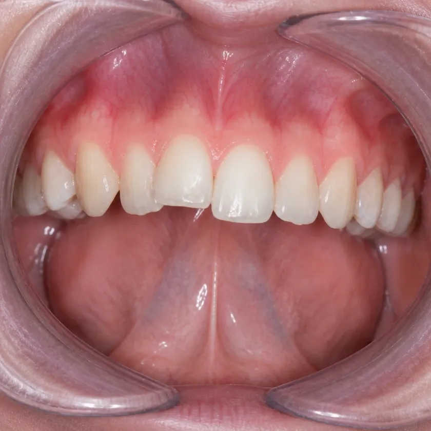 Morelli braces — pre-treatment condition in the clinical photograph