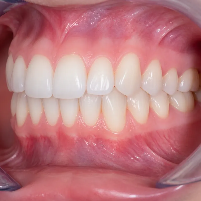 Air Flow teeth cleaning — close-up clinical image showing the result after treatment