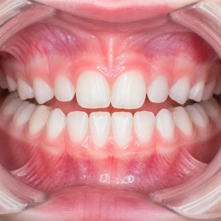 teeth cleaning for children — close-up result after treatment on a clinical image