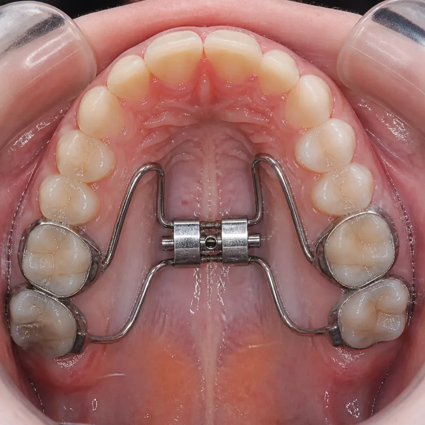 children's dental plate price — close-up of the result after treatment in a clinical photograph