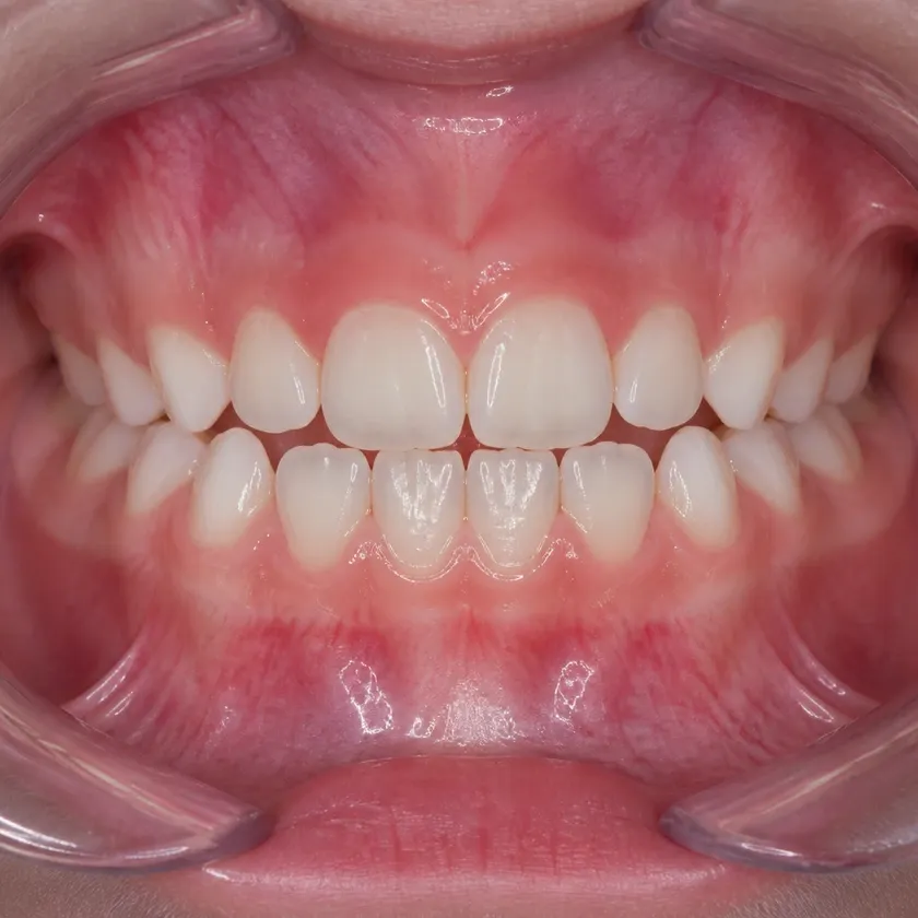 children's dental plate price — close-up of the result after treatment in a clinical photograph
