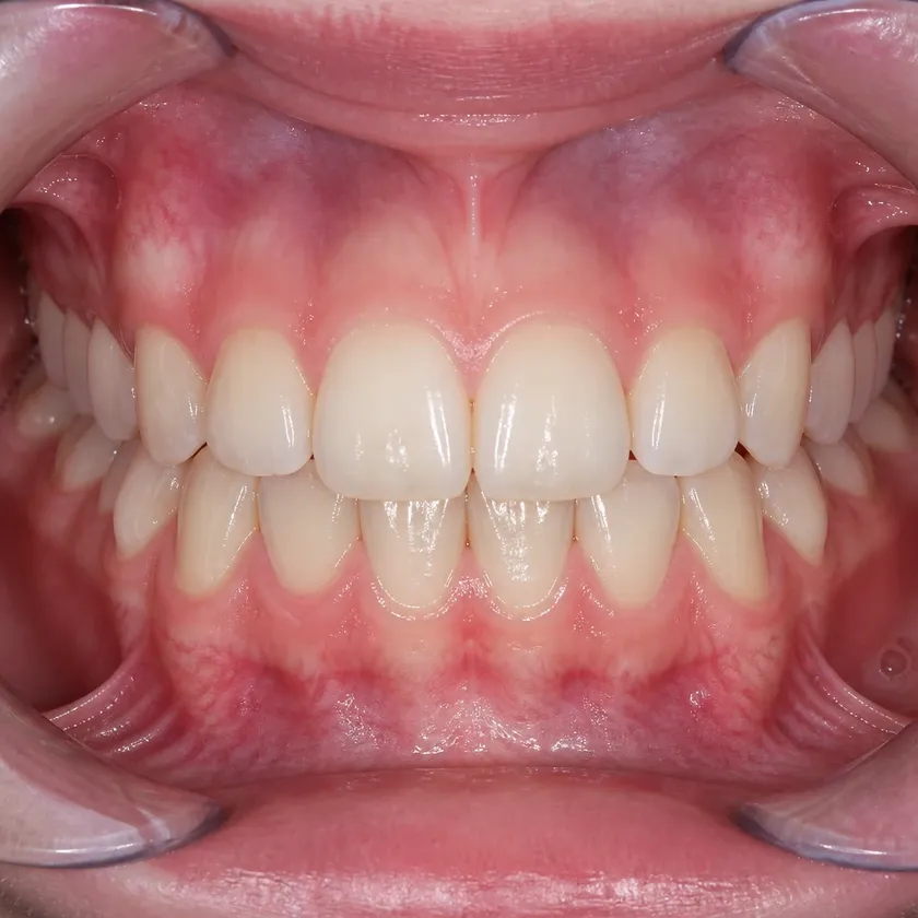 children's dental plate price — close-up of the result after treatment in a clinical photograph