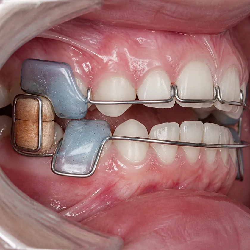 Children's dental plates — close-up clinical image of the result after treatment