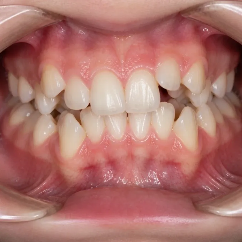 Clear aligners for children — pre-treatment condition in a clinical image