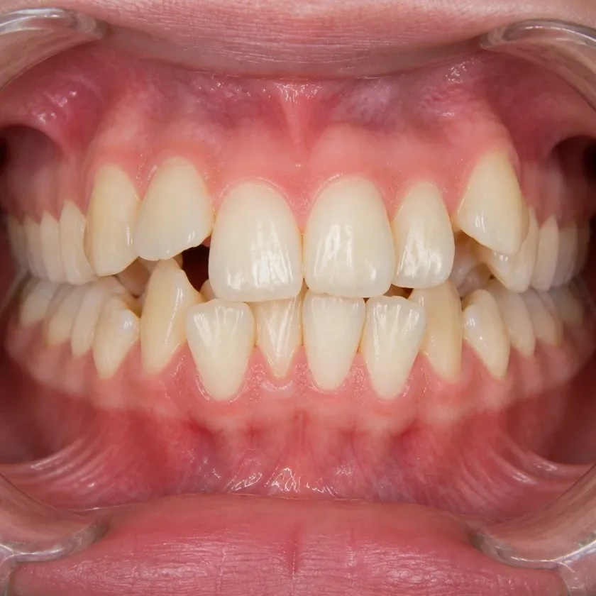 Clear aligners for children — pre-treatment condition in a clinical image