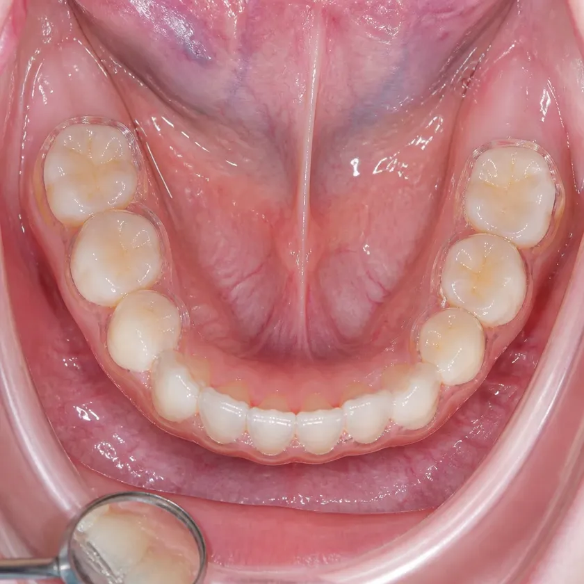 Clear aligners for children — close-up clinical photo of the result after treatment