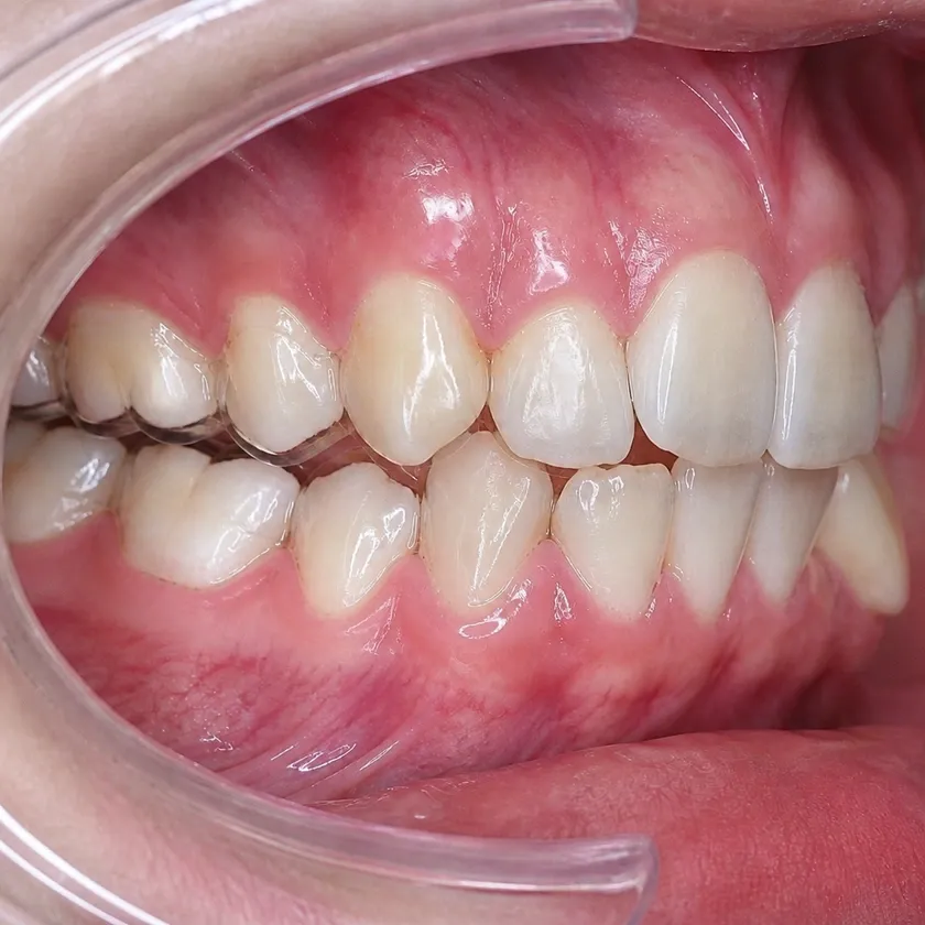 Clear aligners for children — pre-treatment condition in a clinical image