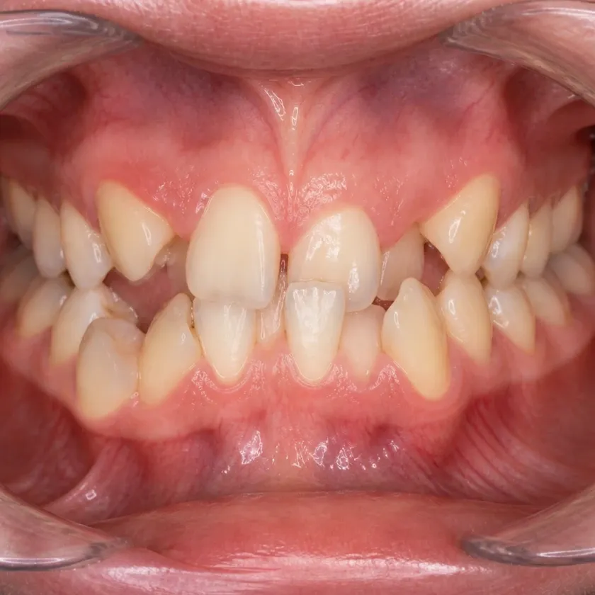 Forestadent braces — pre-treatment condition on a clinical image
