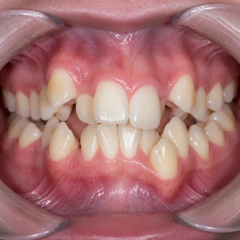 Forestadent braces — pre-treatment condition on a clinical image