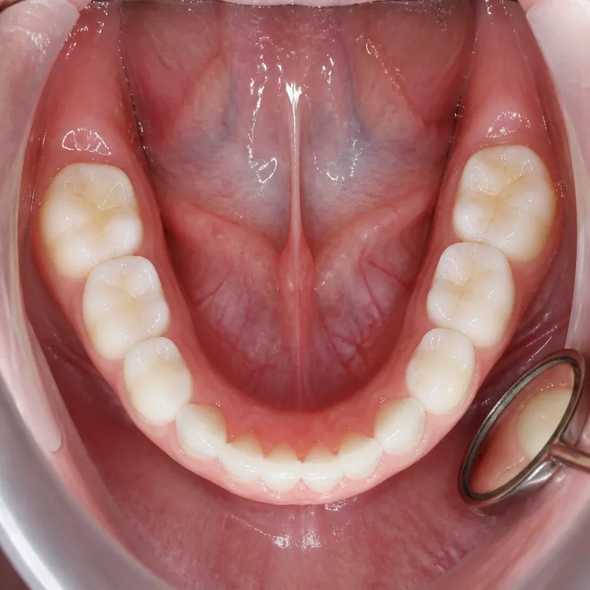 Fluoridation of primary teeth — close-up clinical photograph of the result after treatment