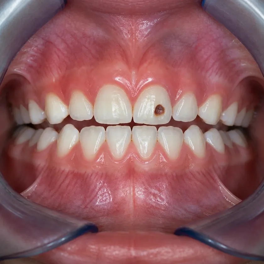 Fluoridation of primary teeth — pre-treatment condition on a clinical image