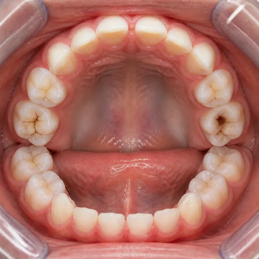 Fluoridation of primary teeth — pre-treatment condition on a clinical image