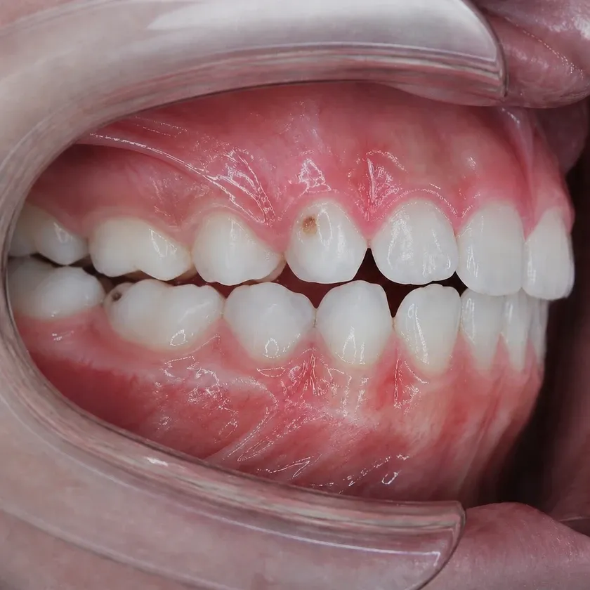 Fluoridation of primary teeth — pre-treatment condition on a clinical image