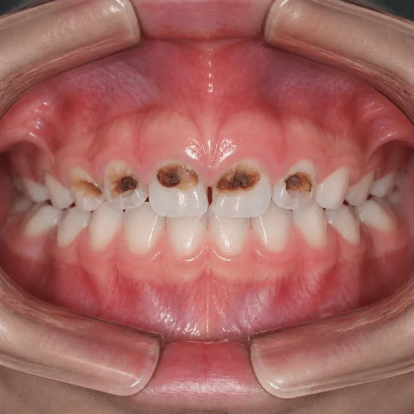 Fluoridation of primary teeth — pre-treatment condition on a clinical image