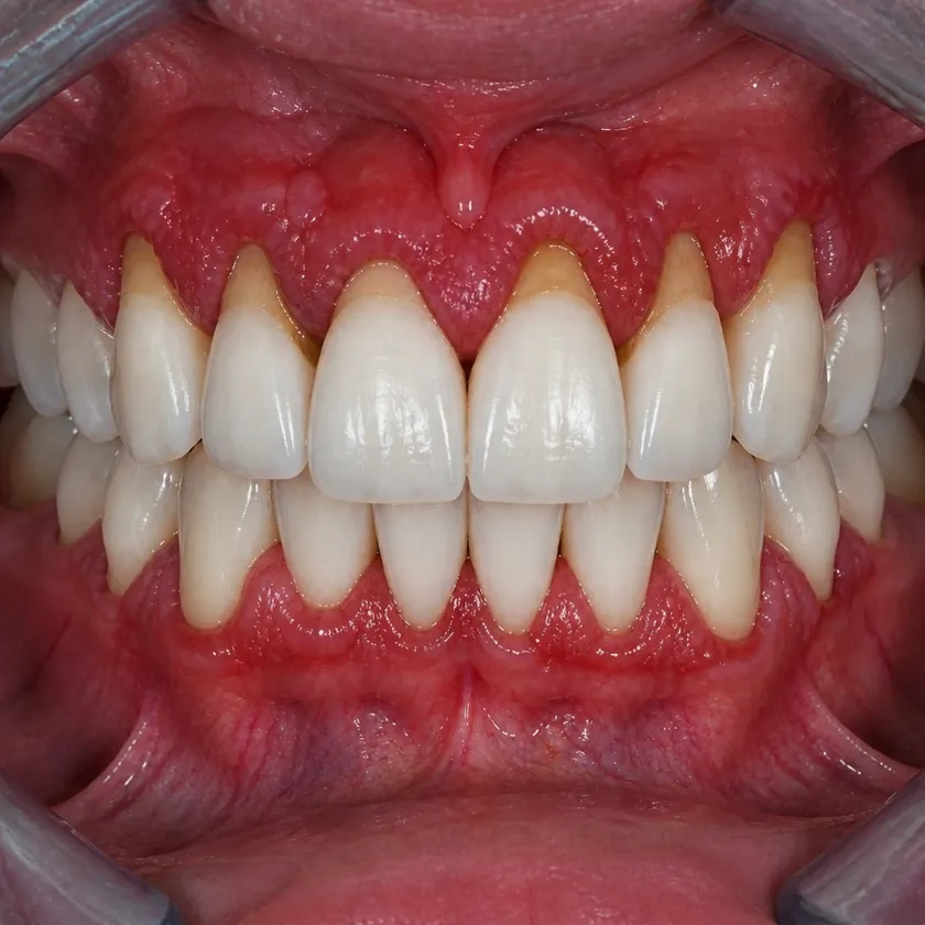 Gingivoplasty — pre-treatment condition in the clinical photograph