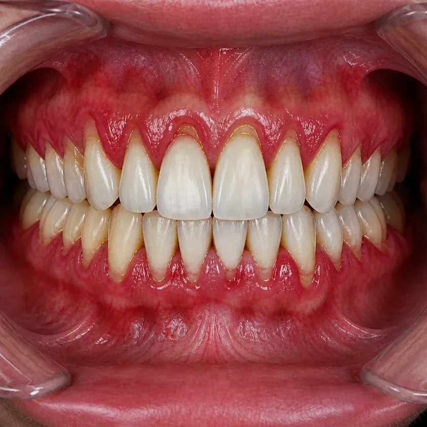 Gingivoplasty — pre-treatment condition in the clinical photograph