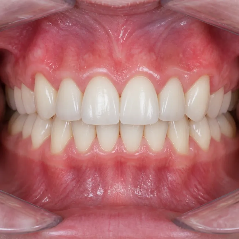 gingivoplasty — close-up result after treatment in a clinical photograph