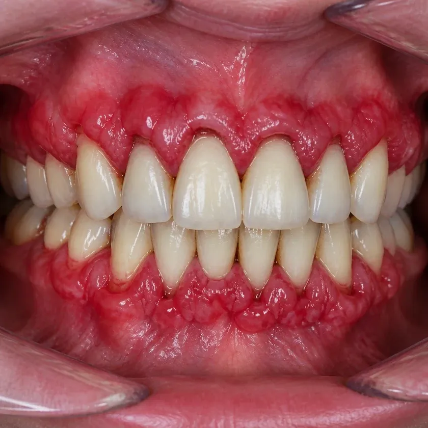 Gingivoplasty — pre-treatment condition in the clinical photograph