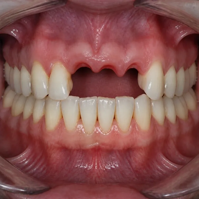 Korean dental implants — before-treatment condition on a clinical image