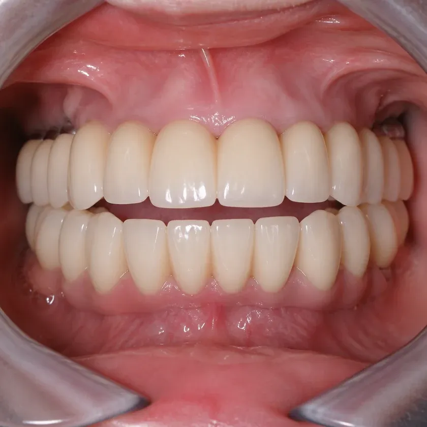 All-on-6 dental implants — close-up clinical image showing the result after treatment