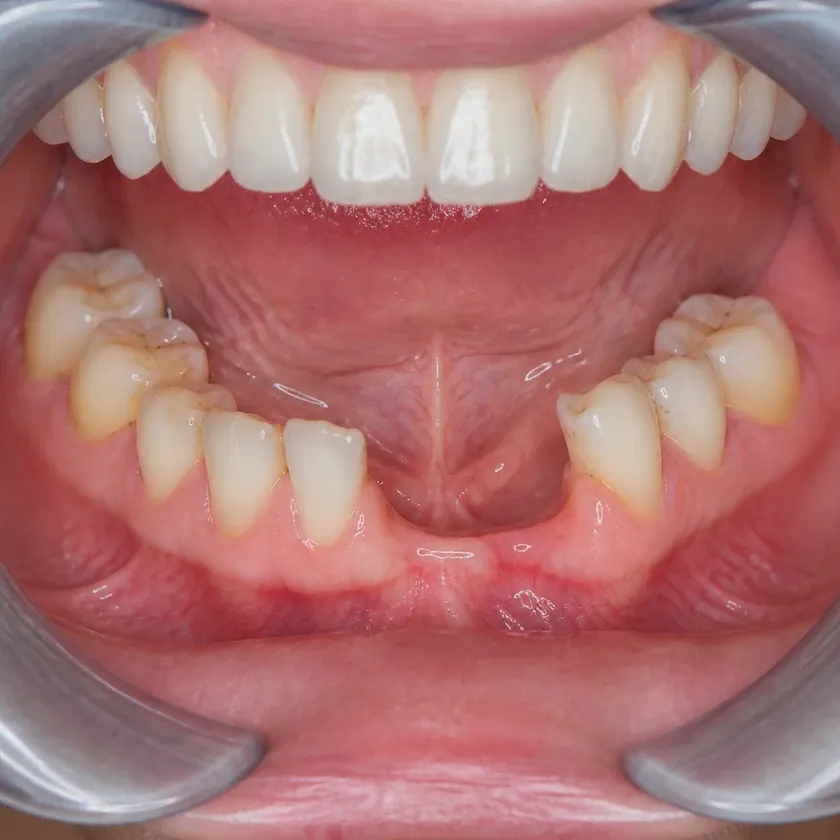 Dental implant placement — pre-treatment condition on a clinical image