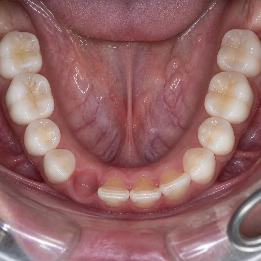 Dental implant placement — pre-treatment condition on a clinical image