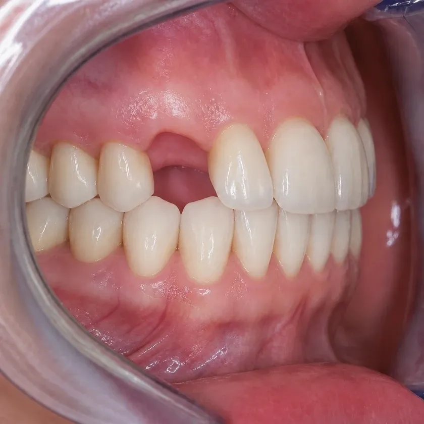 Dental implant placement — pre-treatment condition on a clinical image