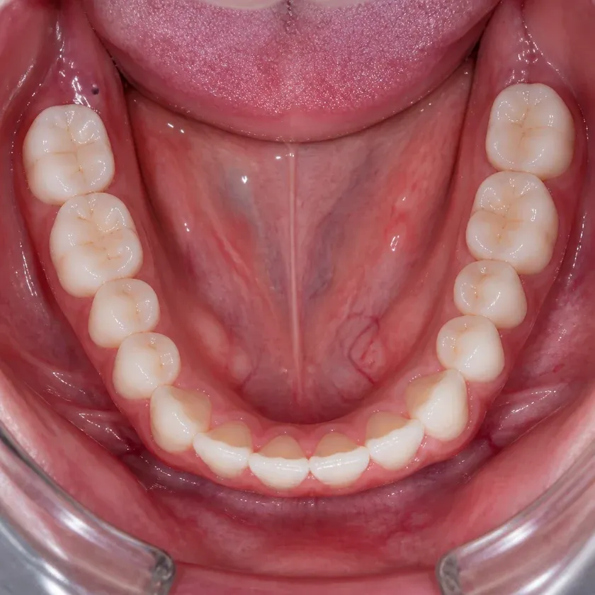 Non-surgical dental implantation — close-up clinical image of the result after treatment